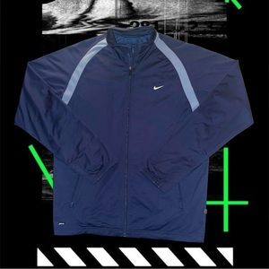 Nike Two Tone Vintage Full Zip Lightweight Coach’s Sweatshirt (Navy/Grey)